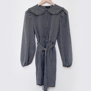 Miss Selfridge Black & White Gingham Dress with Tie (UK 4 / US 0)